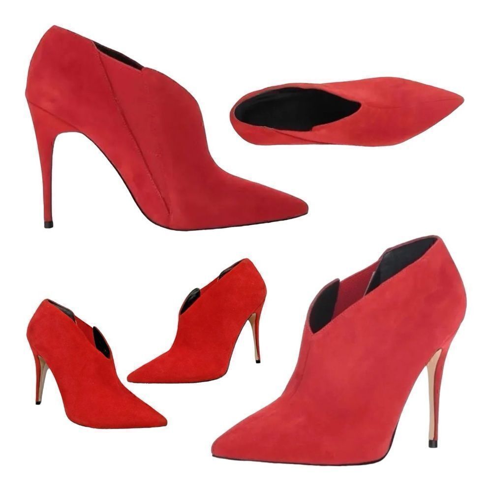 GUESS Women’s Ondrea Red Suede Pointed Toe Stilettos Ankle Booties in Size 8M